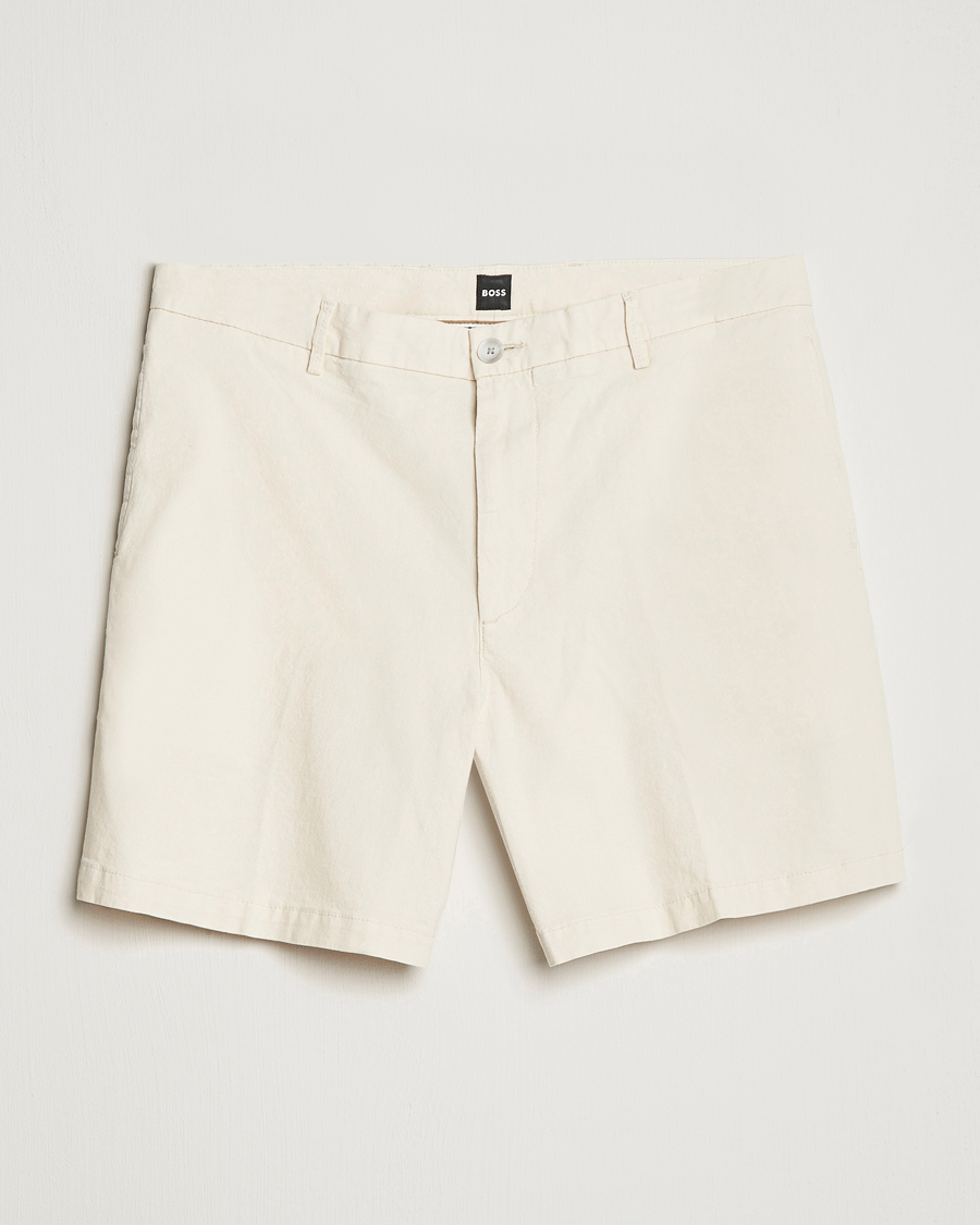 Herr | Shorts | BOSS BLACK | Karlos Cotton/Linen Shorts Open White