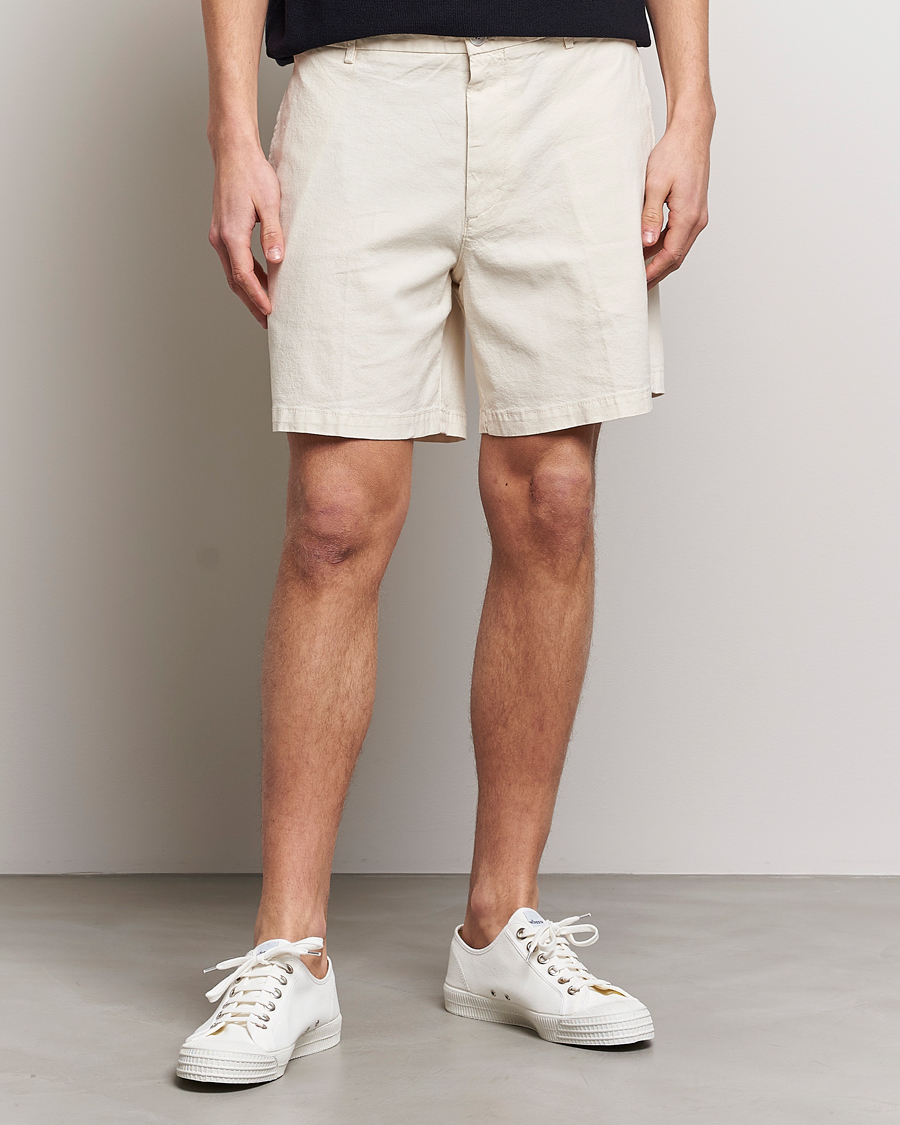 Herr | Shorts | BOSS BLACK | Karlos Cotton/Linen Shorts Open White