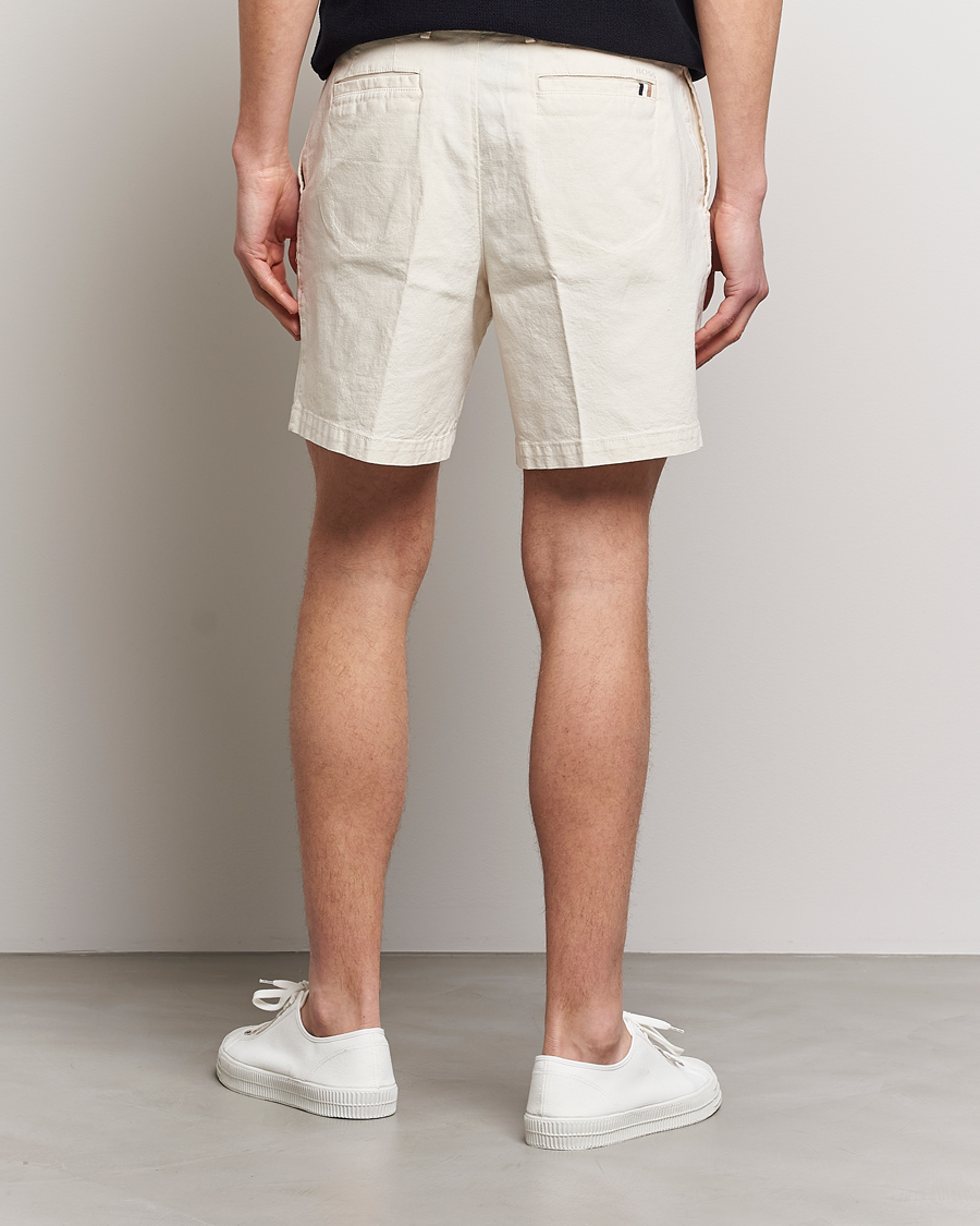 Herr | Shorts | BOSS BLACK | Karlos Cotton/Linen Shorts Open White