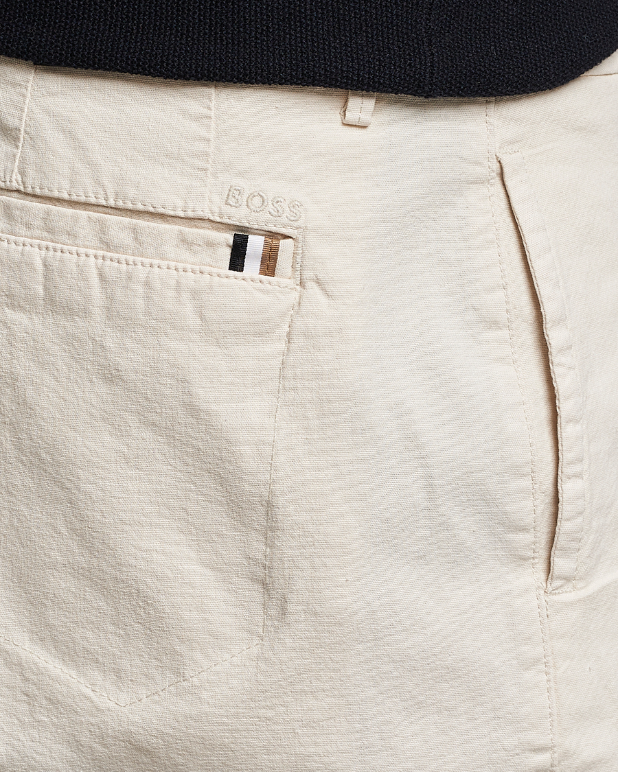 Herr | Shorts | BOSS BLACK | Karlos Cotton/Linen Shorts Open White