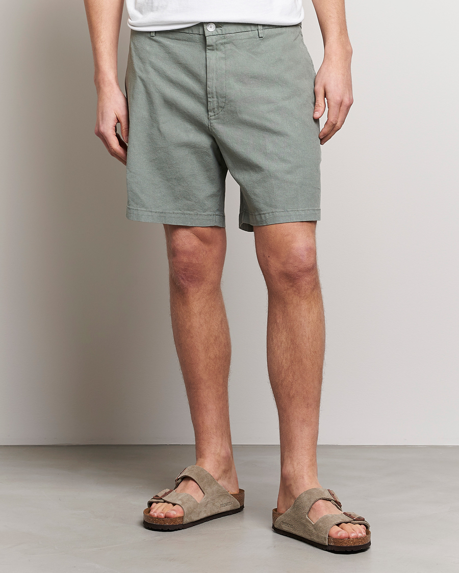 Herr | Shorts | BOSS BLACK | Karlos Cotton/Linen Shorts Open Green