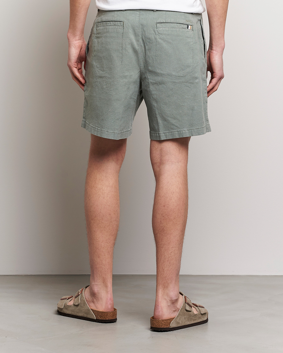 Herr | Shorts | BOSS BLACK | Karlos Cotton/Linen Shorts Open Green
