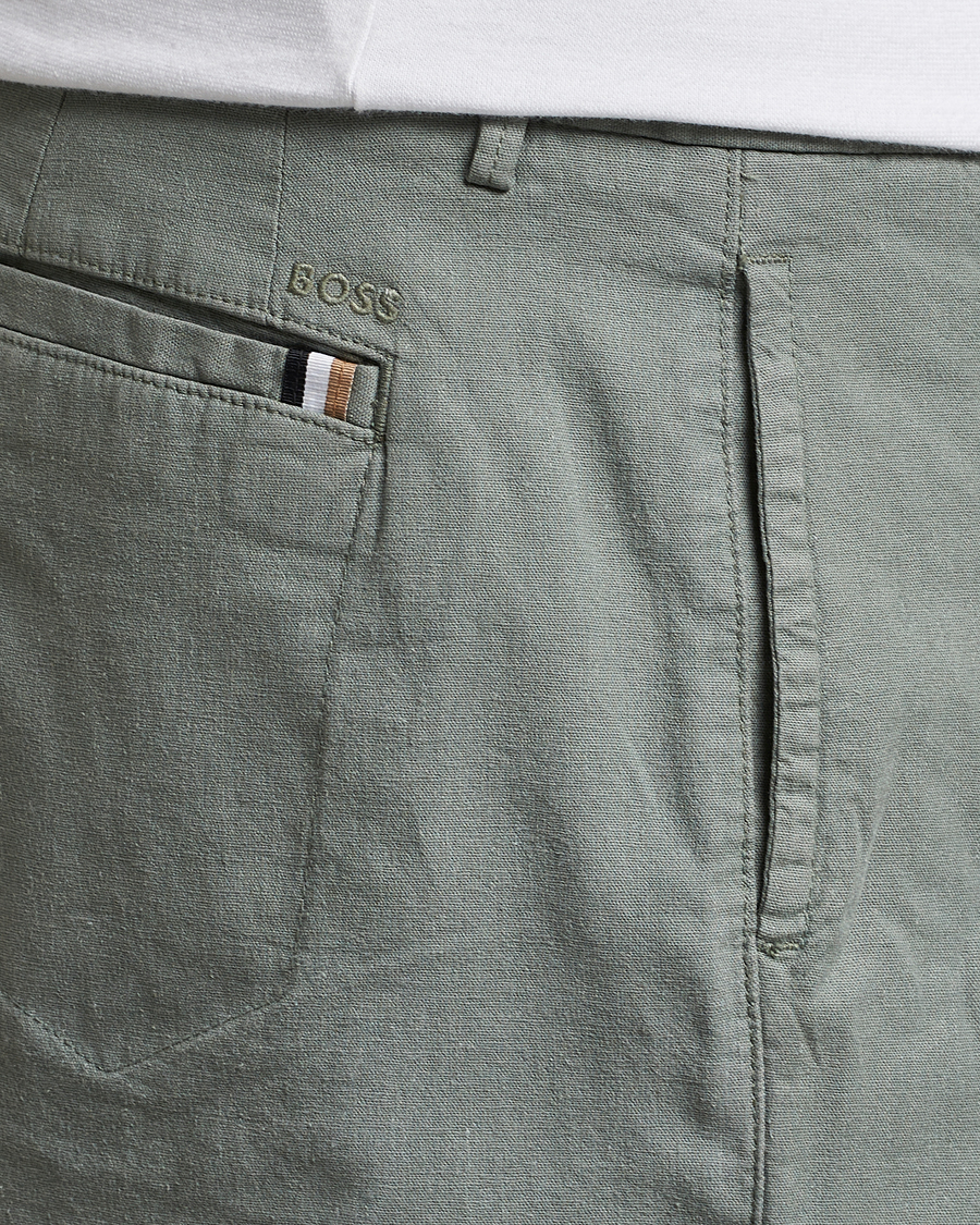 Herr | Shorts | BOSS BLACK | Karlos Cotton/Linen Shorts Open Green