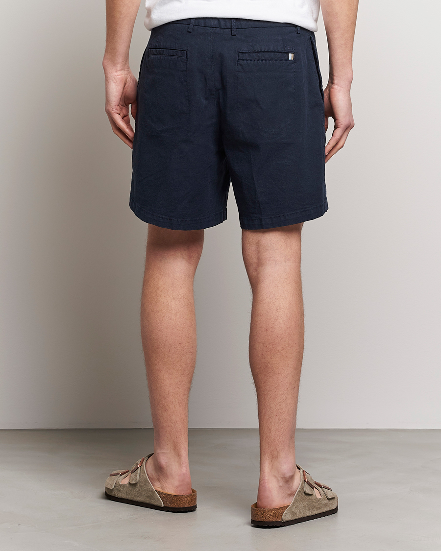 Herr | Shorts | BOSS BLACK | Karlos Cotton/Linen Shorts Dark Blue