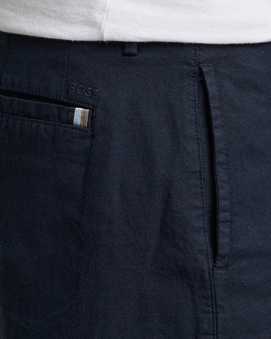 Herr | Shorts | BOSS BLACK | Karlos Cotton/Linen Shorts Dark Blue