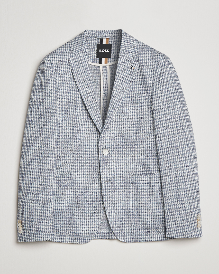 Herr | Kavajer | BOSS BLACK | Hanry Linen/Cotton Structured Blazer Open Blue