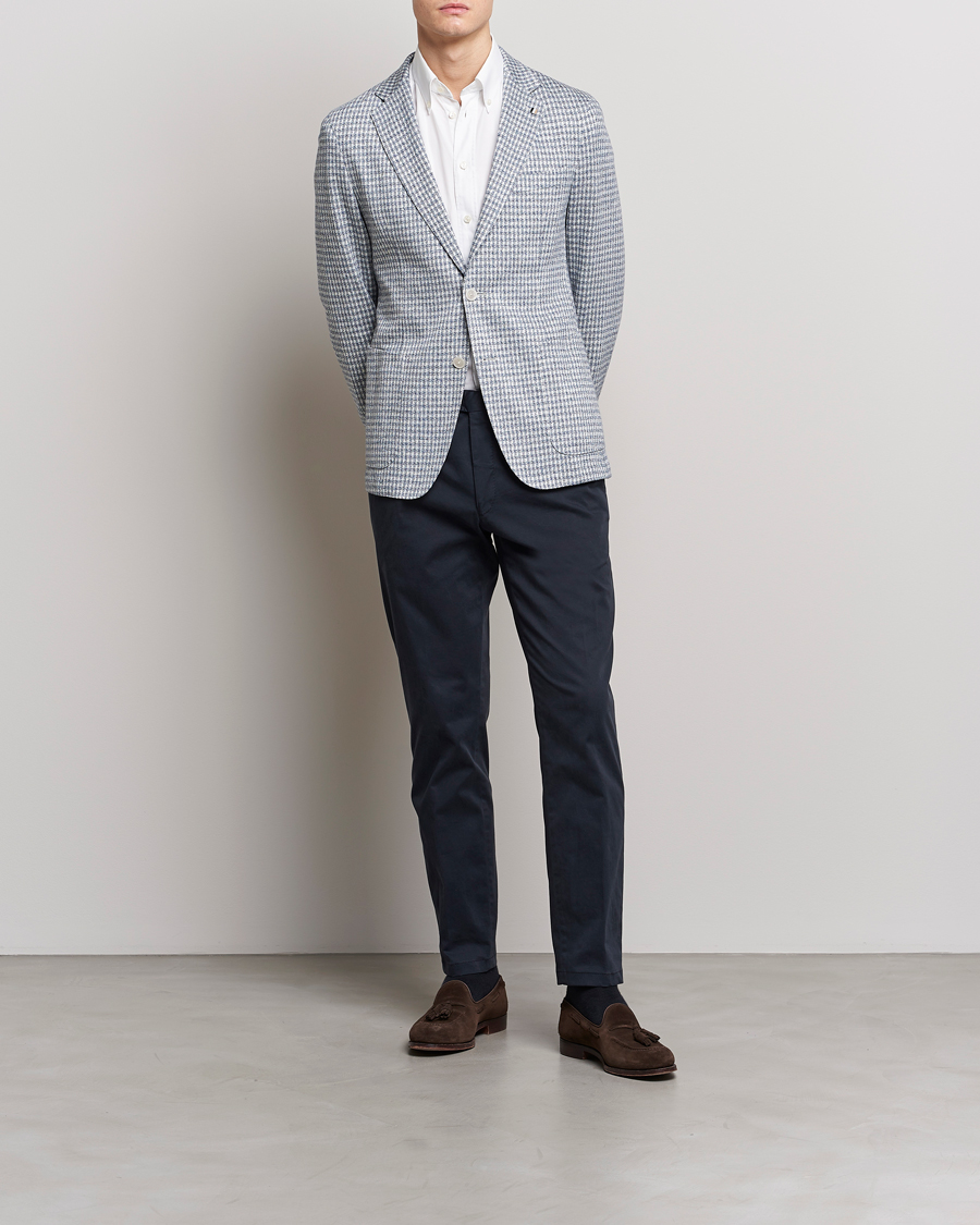 Herr | Kavajer | BOSS BLACK | Hanry Linen/Cotton Structured Blazer Open Blue