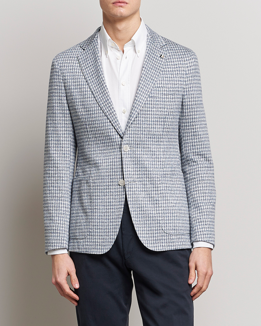 Herr | Kavajer | BOSS BLACK | Hanry Linen/Cotton Structured Blazer Open Blue
