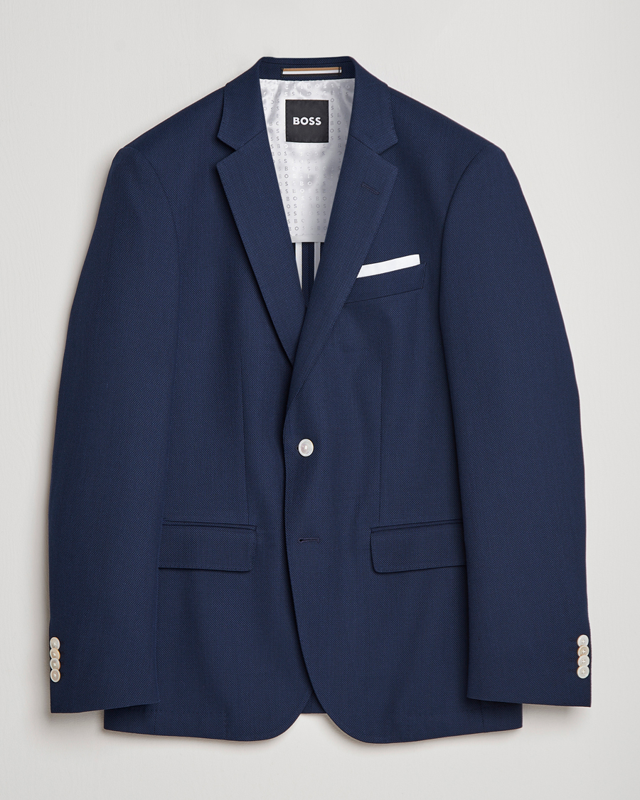 Herr | Kavajer | BOSS BLACK | Hutson Wool/Cotton Club Blazer Dark Blue