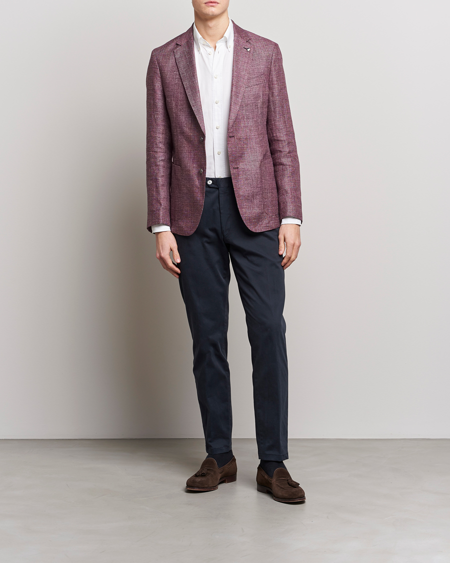Herr | Kavajer | BOSS BLACK | Hanry Linen/Wool Blazer Dark Red