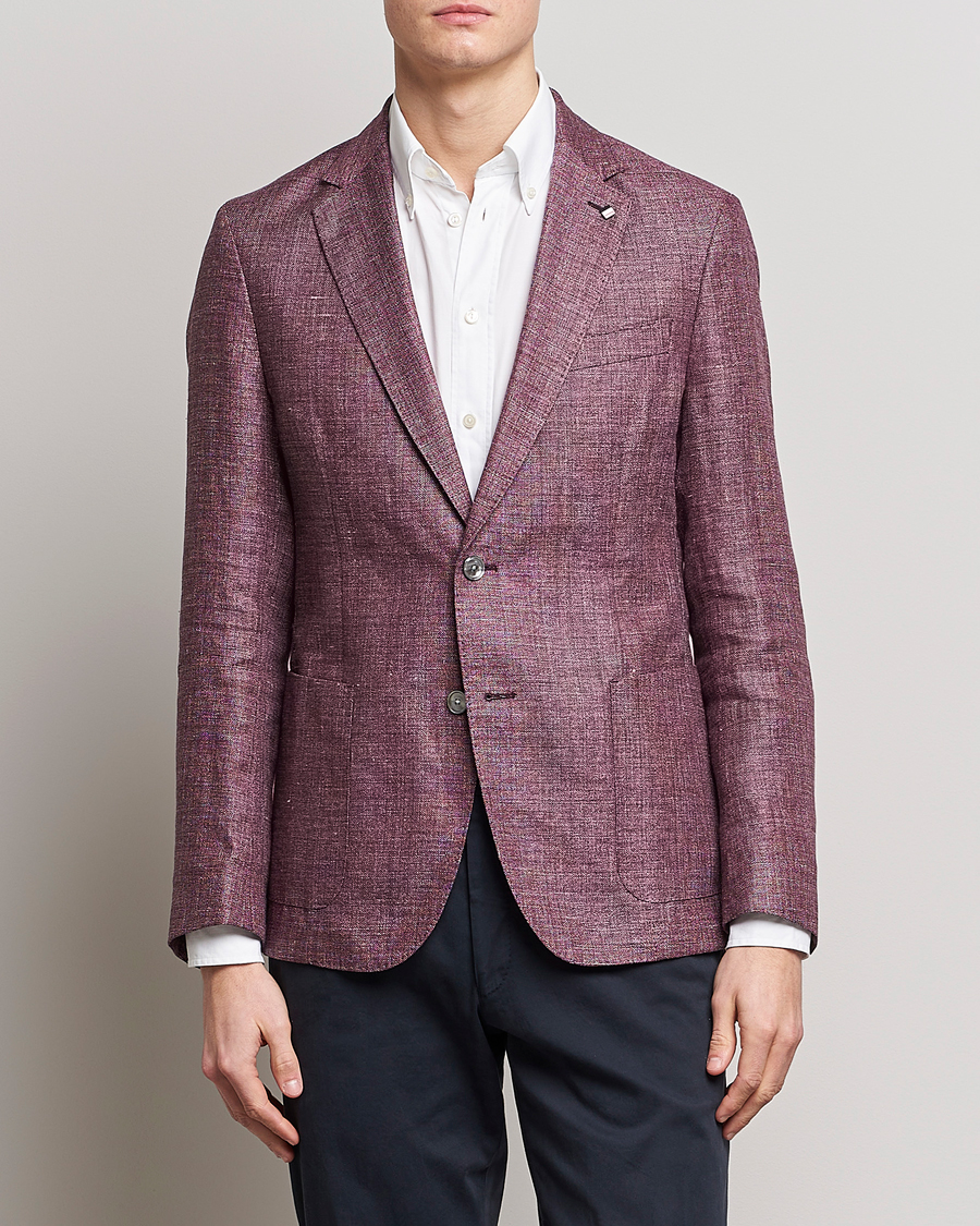 Herr | Kavajer | BOSS BLACK | Hanry Linen/Wool Blazer Dark Red