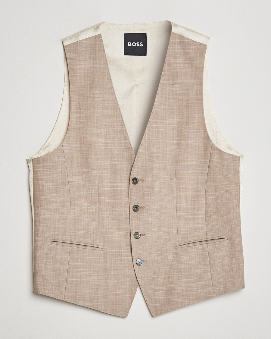 Herr | Kavajer | BOSS BLACK | Huge Wool/Cotton Vest Light Beige