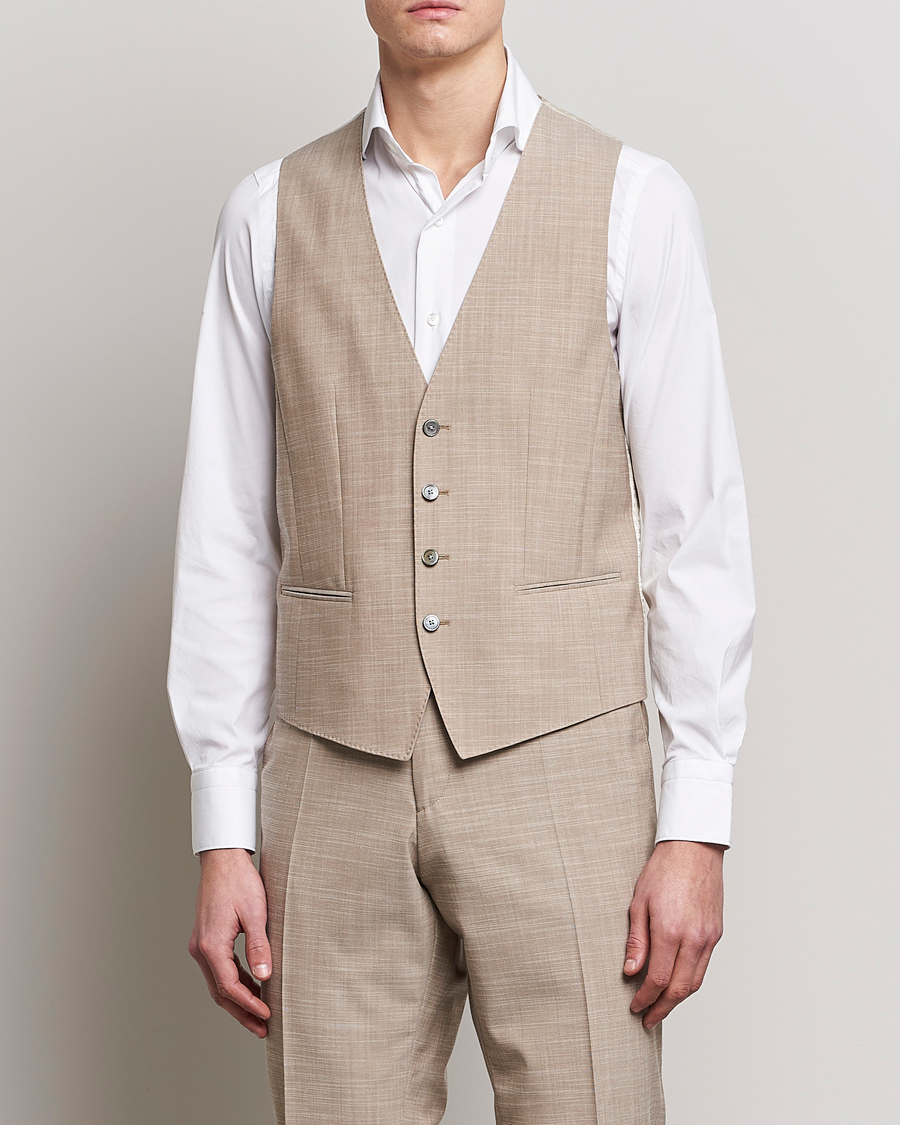 Herr | Kostymvästar | BOSS BLACK | Huge Wool/Cotton Vest Light Beige