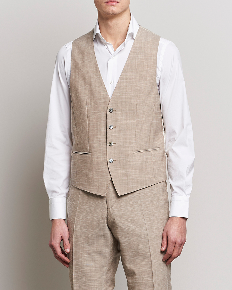 Herr |  | BOSS BLACK | Huge Wool/Cotton Vest Light Beige