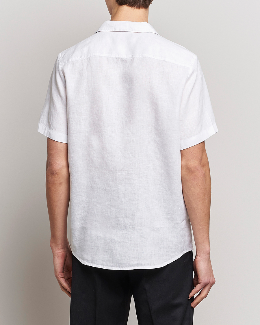 Herr | Skjortor | HUGO | Ellino Short Sleeve Linen Shirt Open White