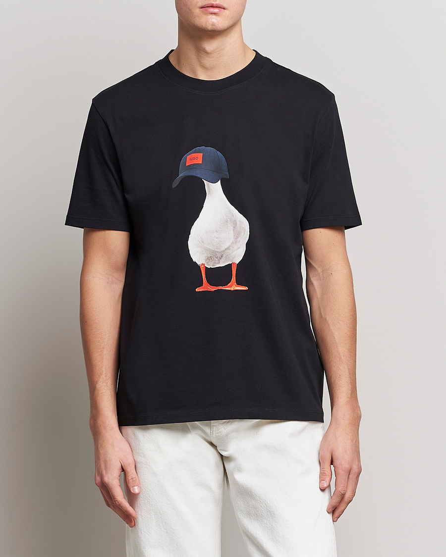 Herr | T-Shirts | HUGO | Ducky Printed Crew Neck T-Shirt Black