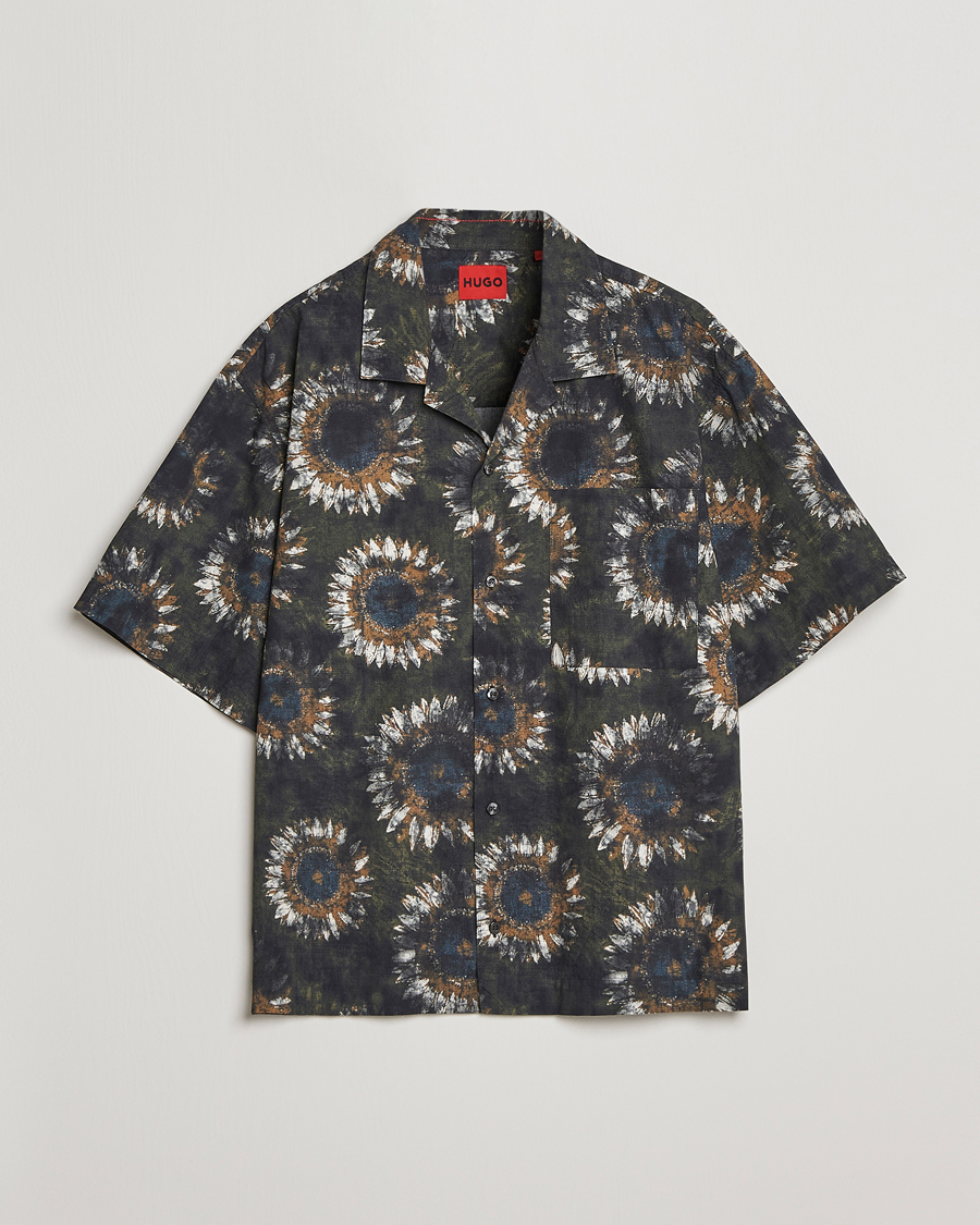 Herr | Skjortor | HUGO | Egeeno Printed Resort Collar Short Sleeve Shirt Green
