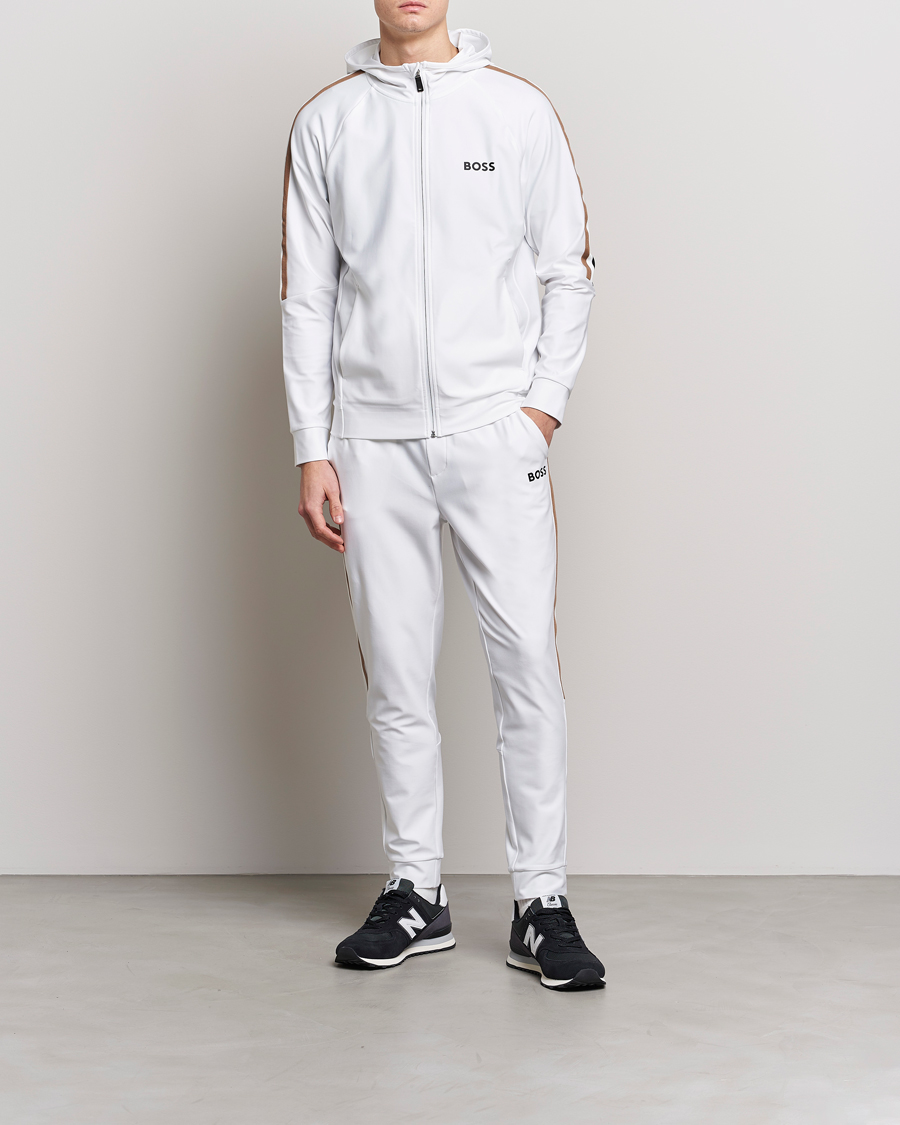 Herr | Tröjor | BOSS GREEN | Sicon Performance Full-Zip Hoodie White