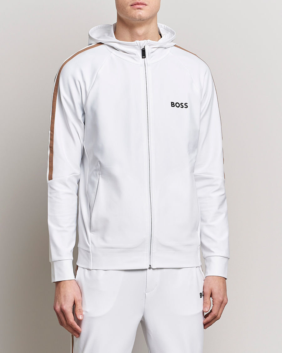 Herr | Tröjor | BOSS GREEN | Sicon Performance Full-Zip Hoodie White