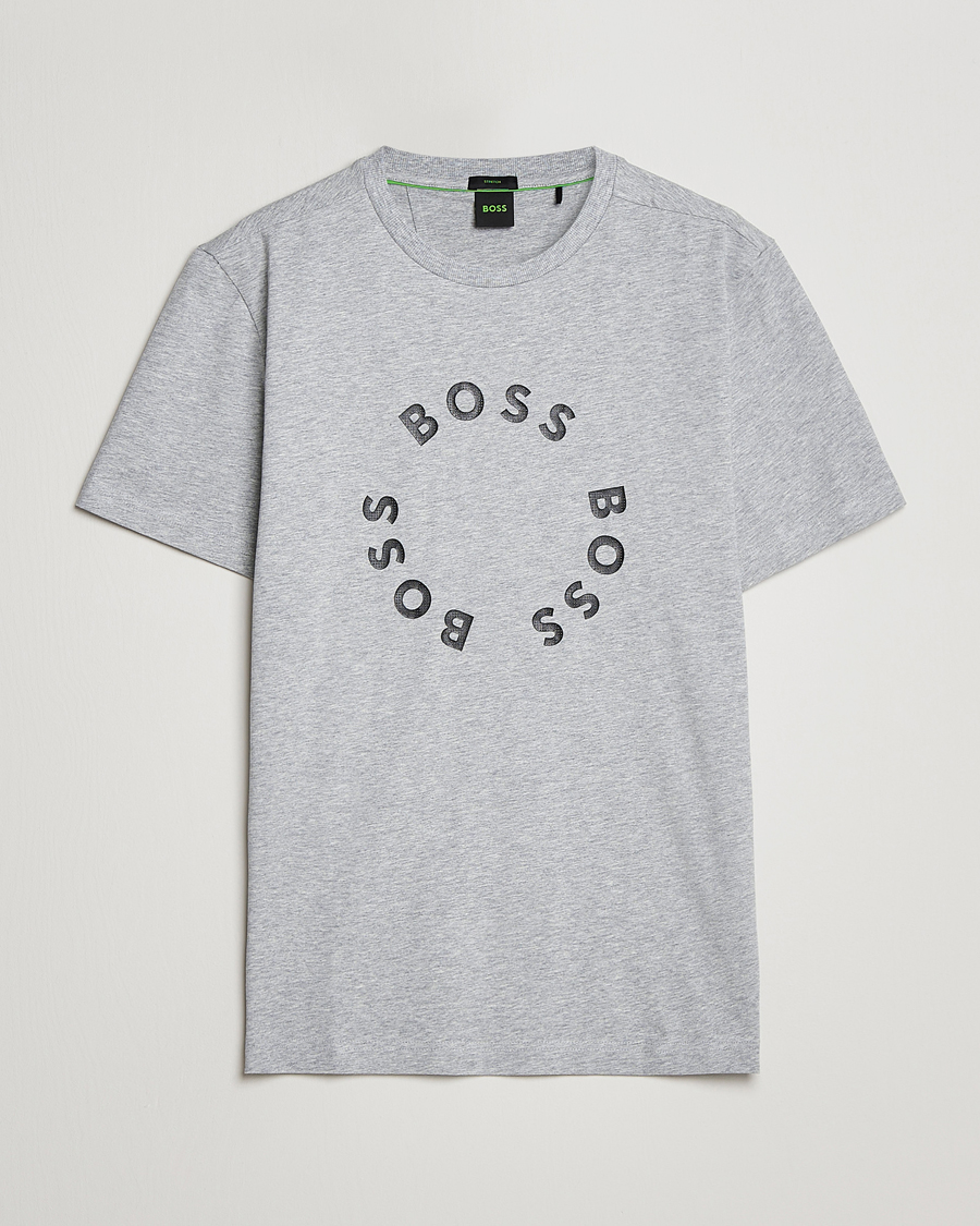 Herr | T-Shirts | BOSS GREEN | Circle Logo Crew Neck T-Shirt Light Grey