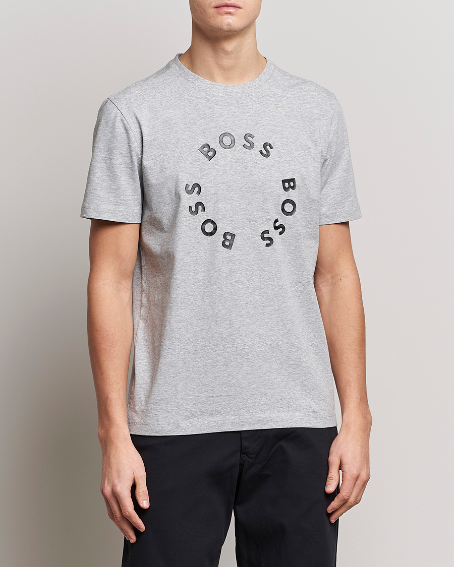 Herr | T-Shirts | BOSS GREEN | Circle Logo Crew Neck T-Shirt Light Grey
