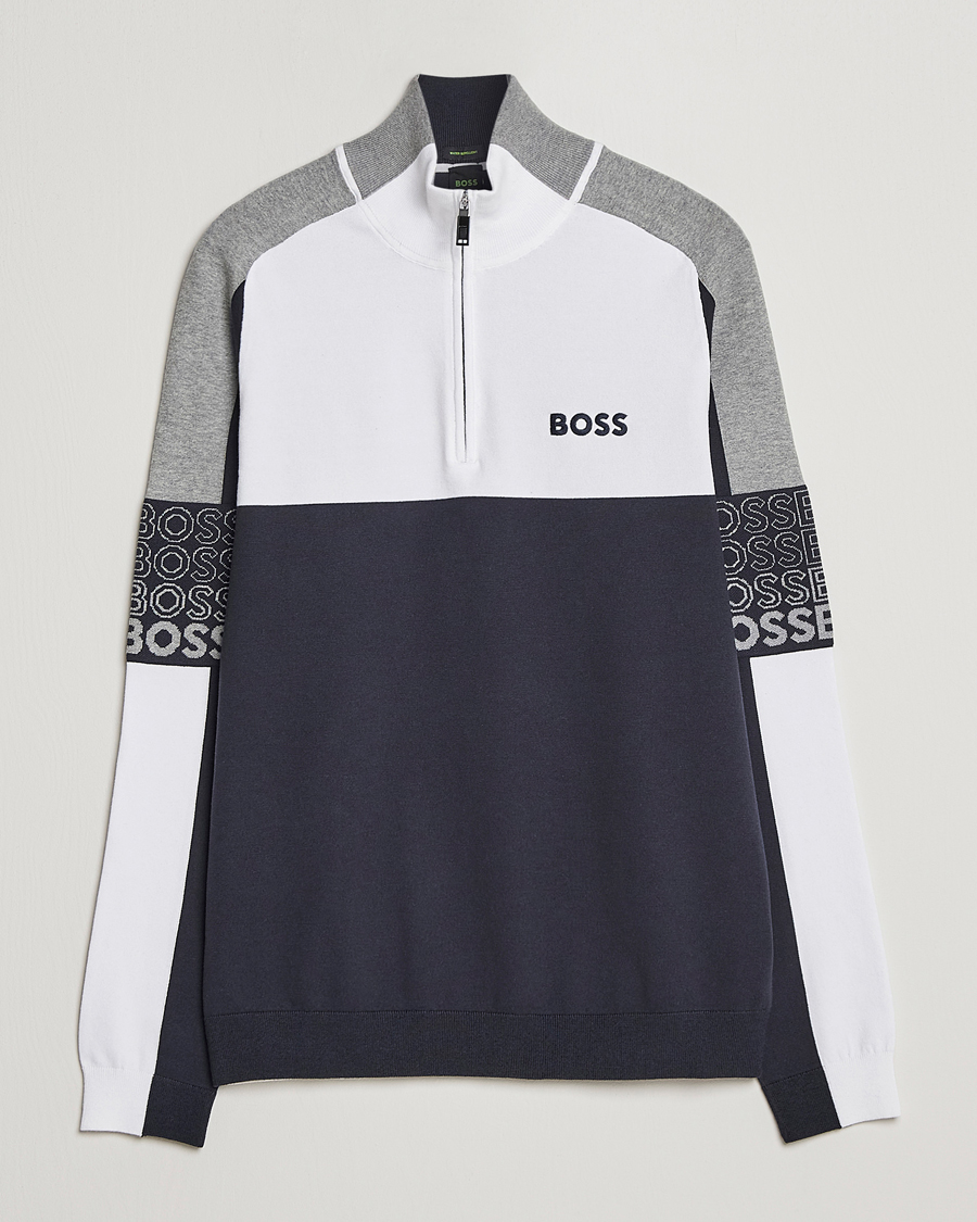 Herr | Tröjor | BOSS GREEN | Zolko Knitted Half-Zip Dark Blue
