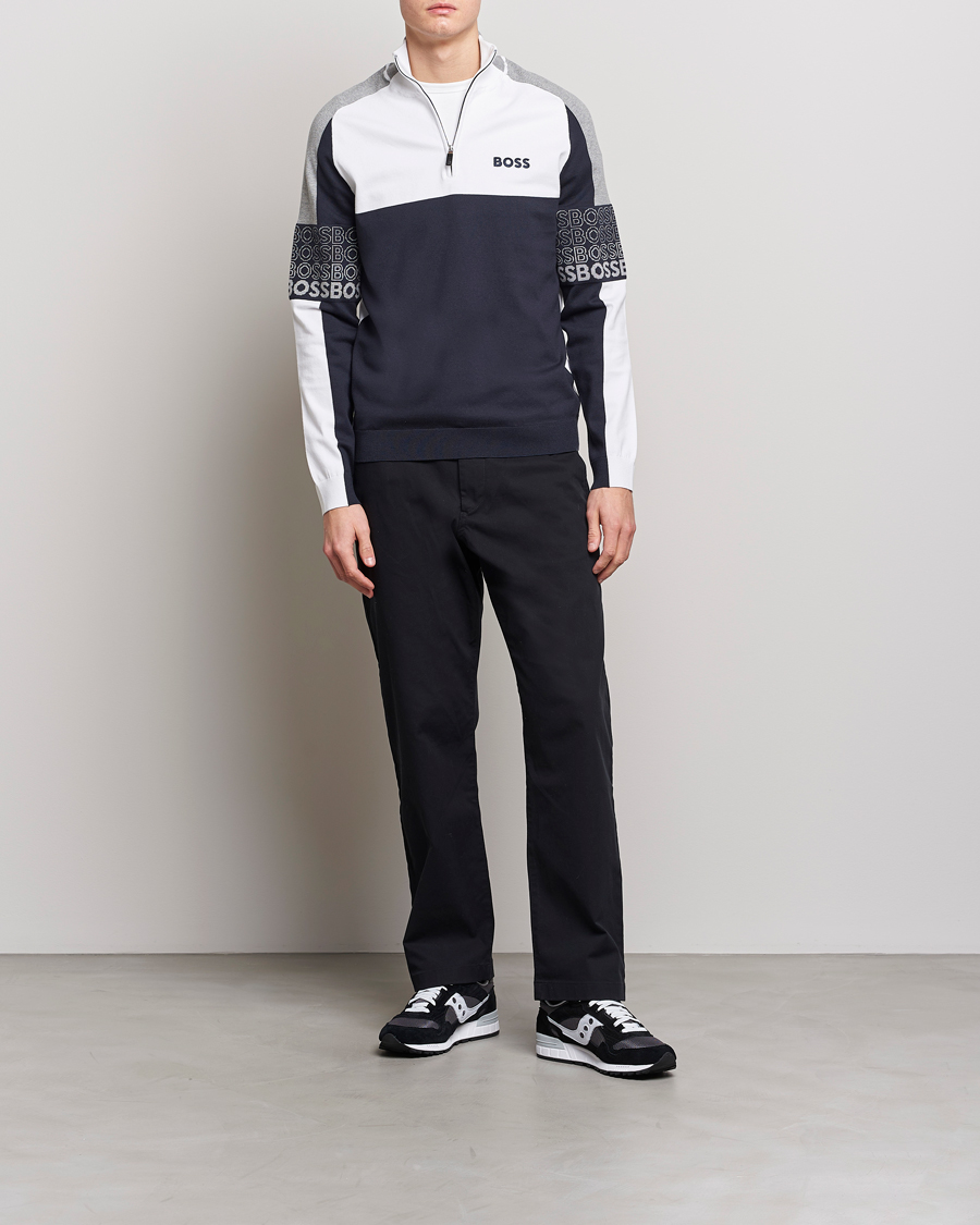 Herr | Tröjor | BOSS GREEN | Zolko Knitted Half-Zip Dark Blue
