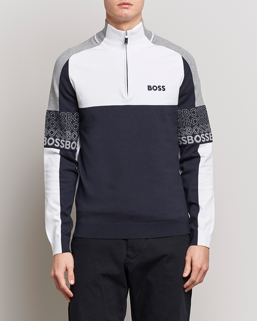 Herr | Tröjor | BOSS GREEN | Zolko Knitted Half-Zip Dark Blue