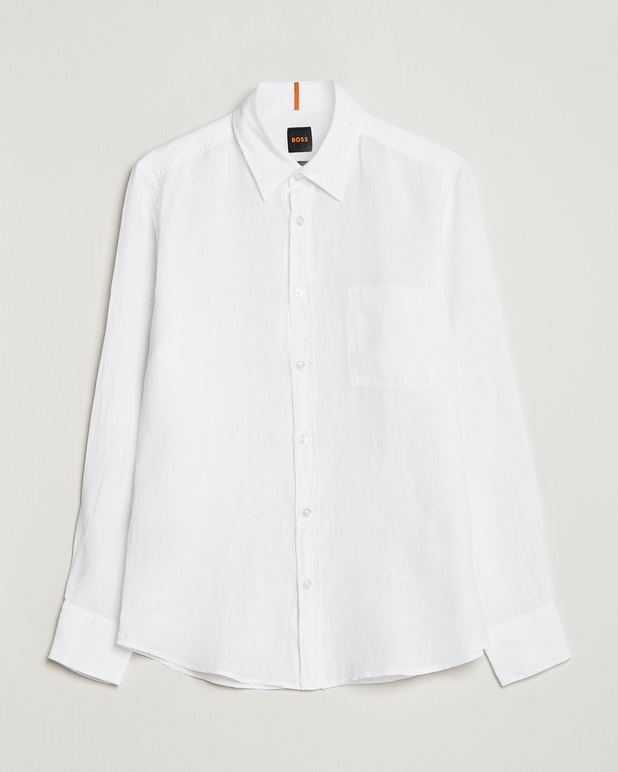 Herr | Skjortor | BOSS ORANGE | Relegant Linen Shirt White