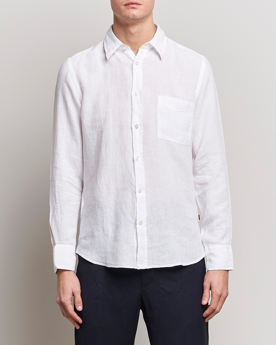 Herr | Linneskjortor | BOSS ORANGE | Relegant Linen Shirt White