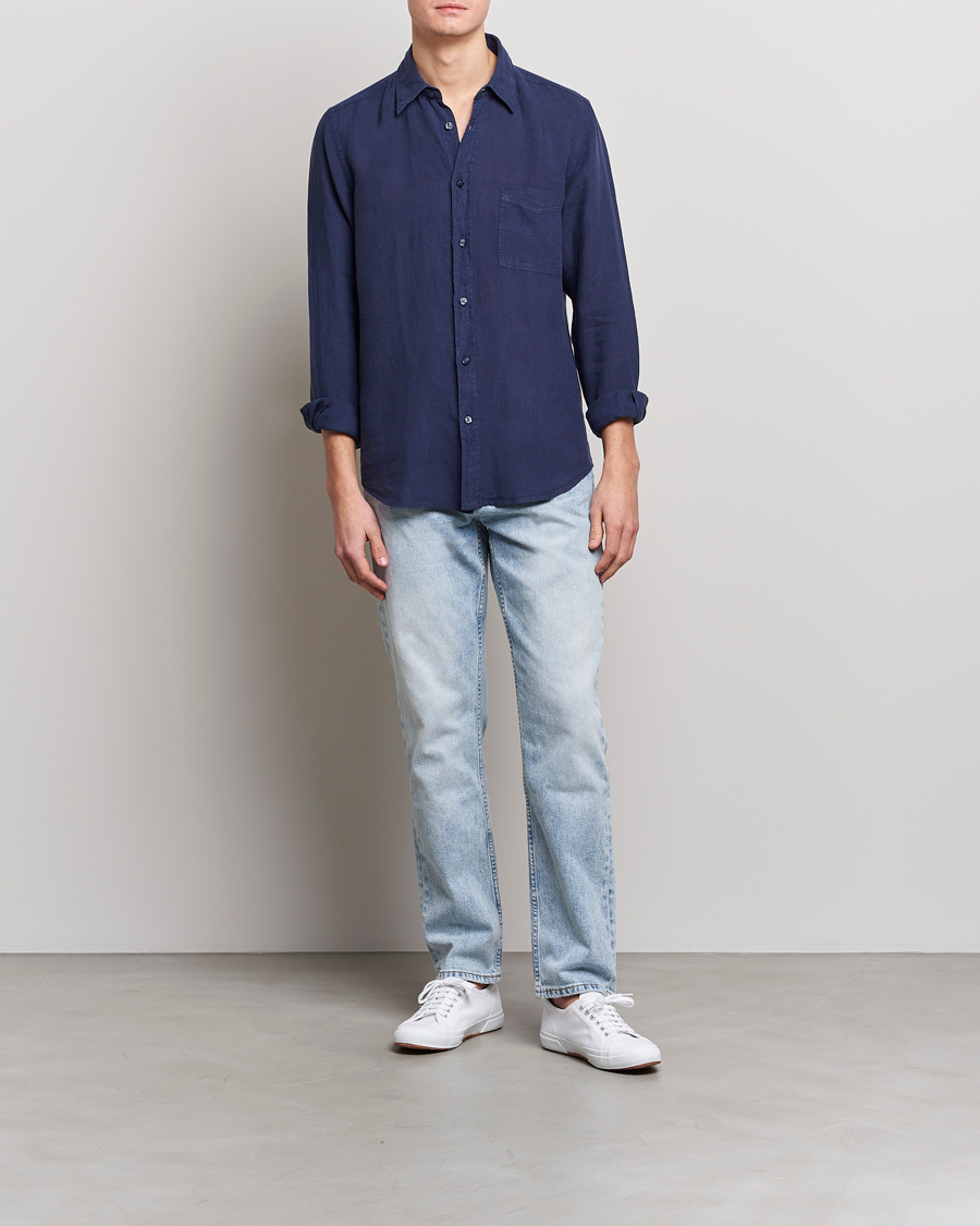 Herr | Skjortor | BOSS ORANGE | Relegant Linen Shirt Navy