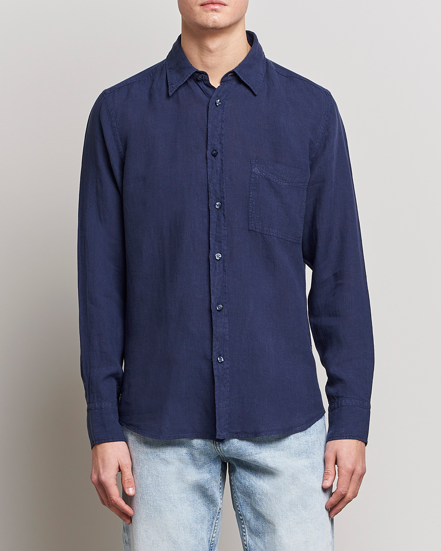 Herr | Skjortor | BOSS ORANGE | Relegant Linen Shirt Navy
