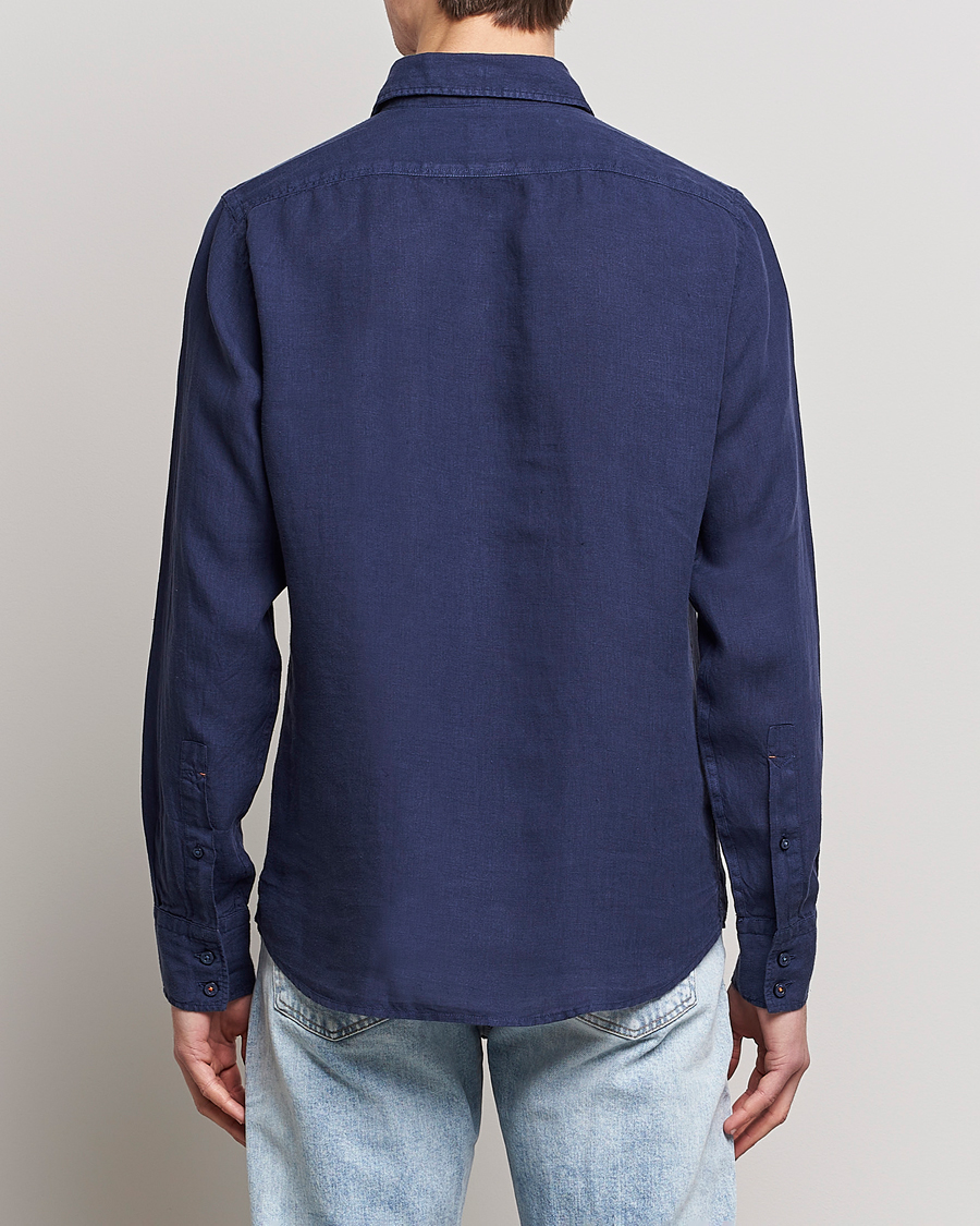 Herr | Skjortor | BOSS ORANGE | Relegant Linen Shirt Navy