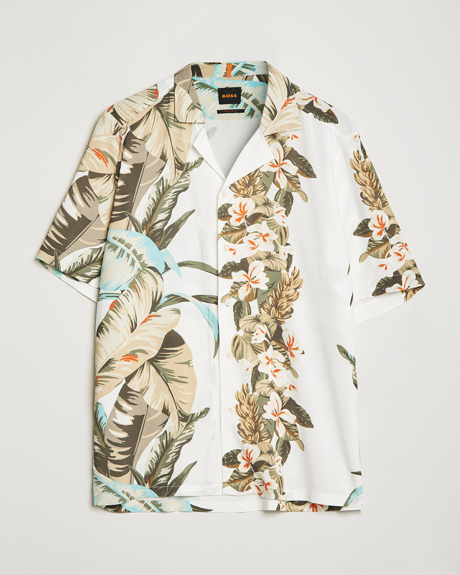 Herr | Skjortor | BOSS ORANGE | Rayer Resort Collar Printed Short Sleeve Shirt Whi