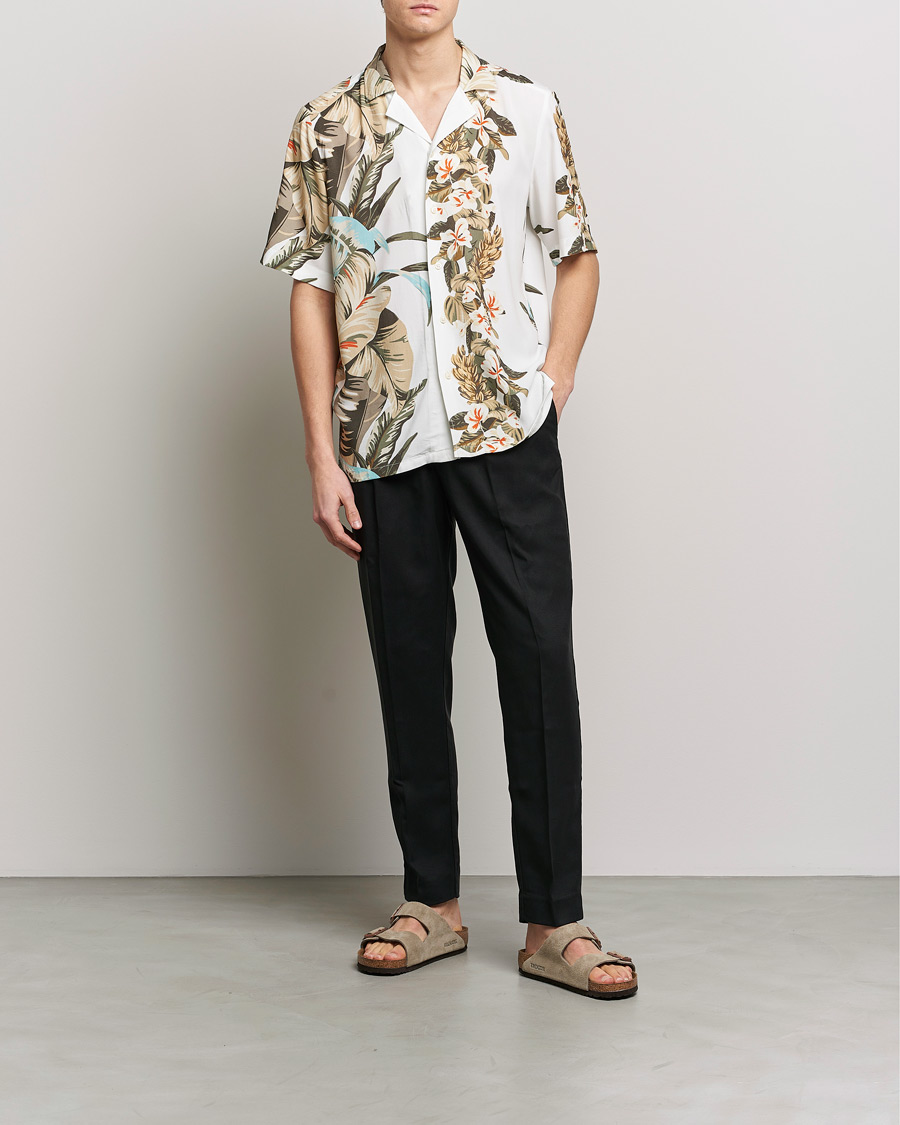 Herr | Skjortor | BOSS ORANGE | Rayer Resort Collar Printed Short Sleeve Shirt Whi