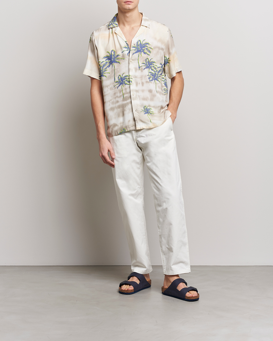 Herr | Skjortor | BOSS ORANGE | Rayer Resort Collar Printed Short Sleeve Shirt Bei