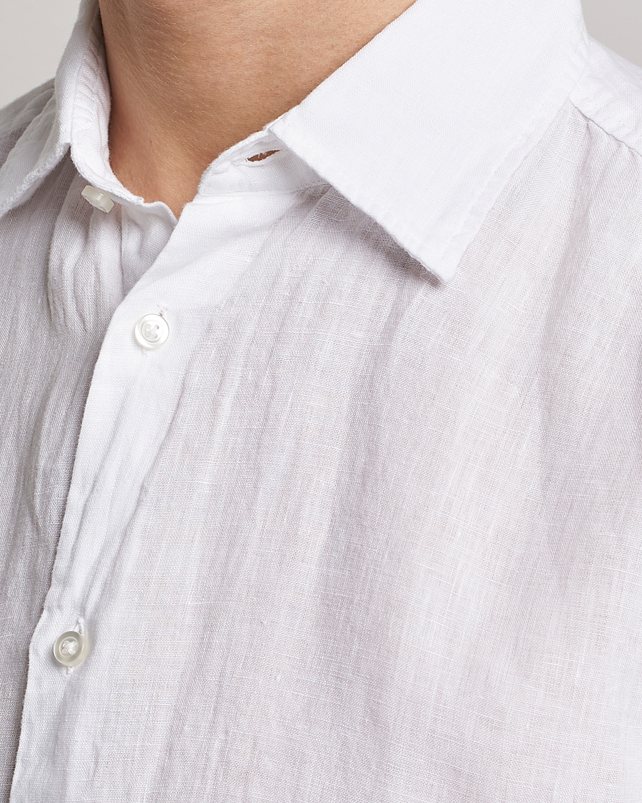Herr | Skjortor | BOSS ORANGE | Rash Linen Short Sleeve Shirt White