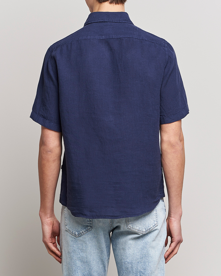 Herr | Skjortor | BOSS ORANGE | Rash Linen Short Sleeve Shirt Navy