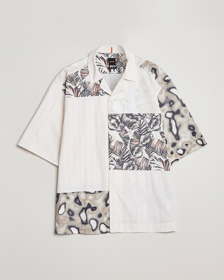 Herr | Skjortor | BOSS ORANGE | Lapis Resort Collar Printed Short Sleeve Shirt Bei