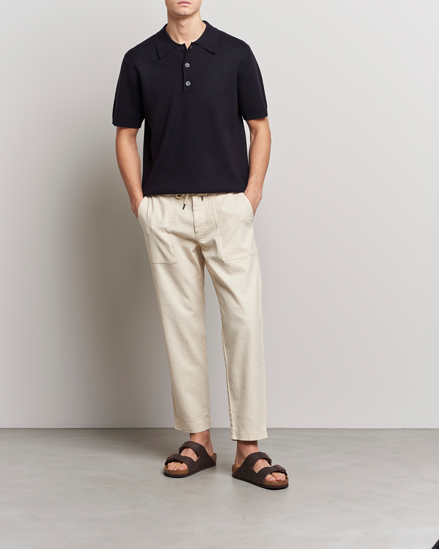 Herr | Byxor | BOSS ORANGE | Sisla Cotton/Linen Drawstring Pants Light Beige