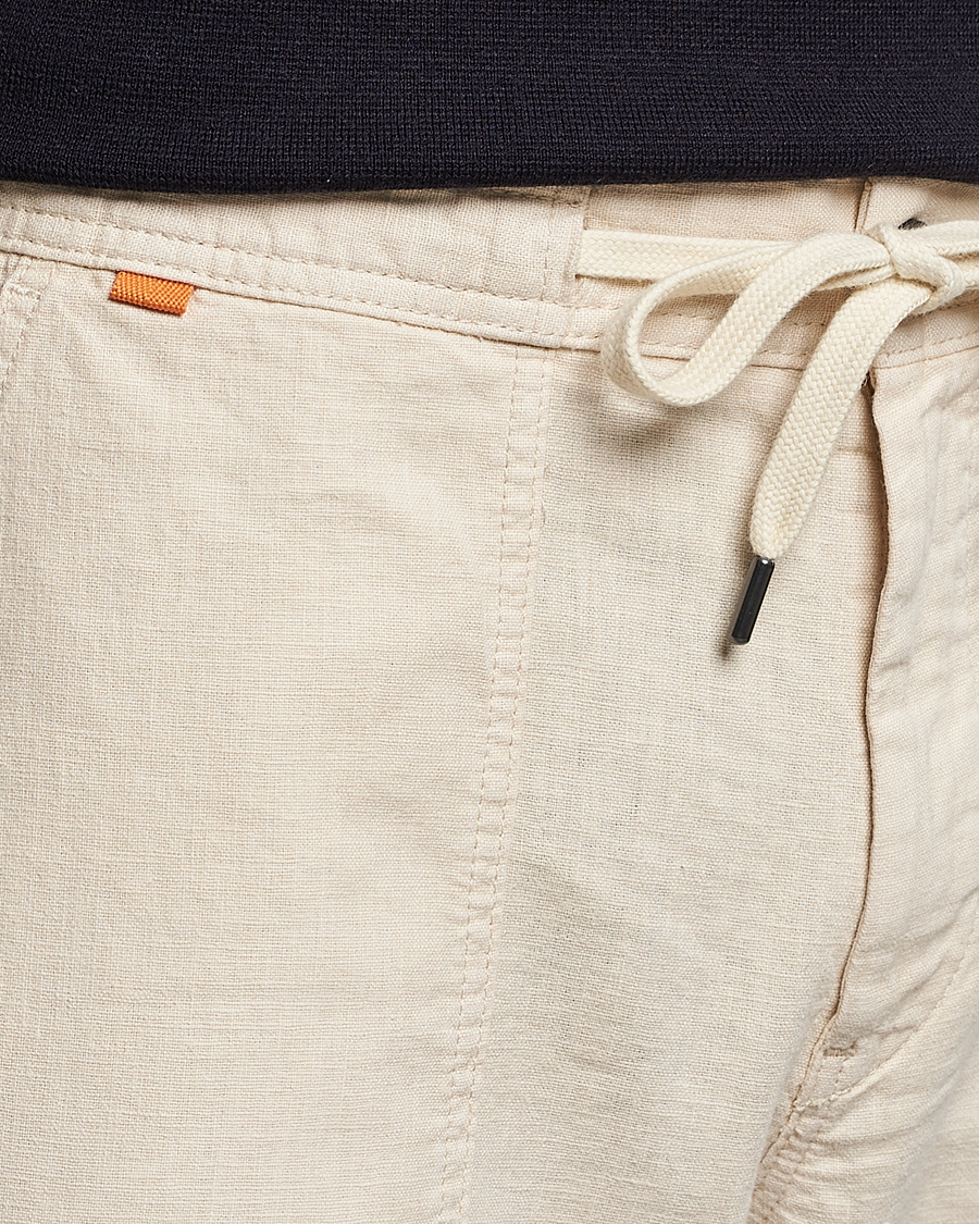 Herr | Byxor | BOSS ORANGE | Sisla Cotton/Linen Drawstring Pants Light Beige