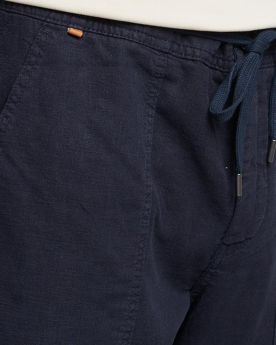 Herr | Byxor | BOSS ORANGE | Sisla Cotton/Linen Drawstring Pants Dark Blue
