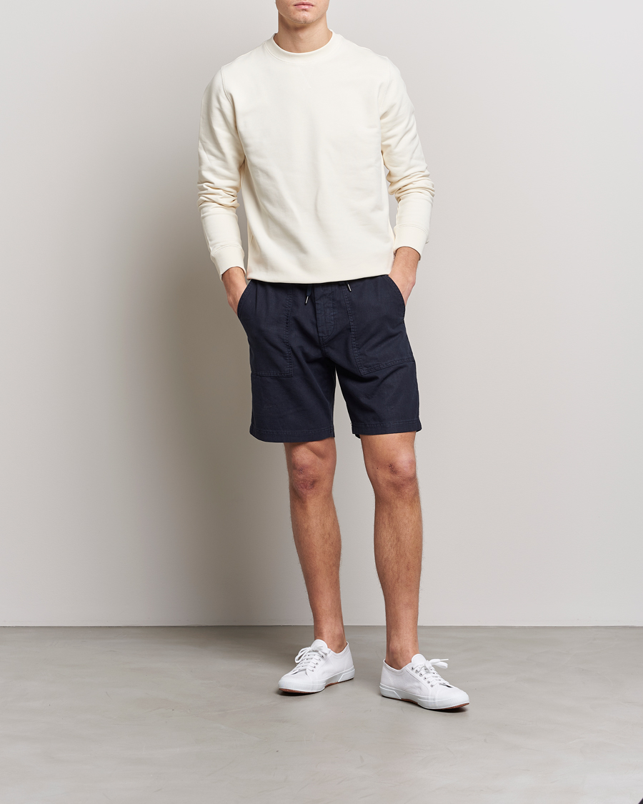 Herr | Shorts | BOSS ORANGE | Sisla Cotton/Linen Drawstring Shorts Dark Blue