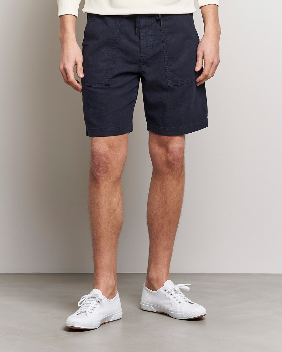 Herr | Shorts | BOSS ORANGE | Sisla Cotton/Linen Drawstring Shorts Dark Blue
