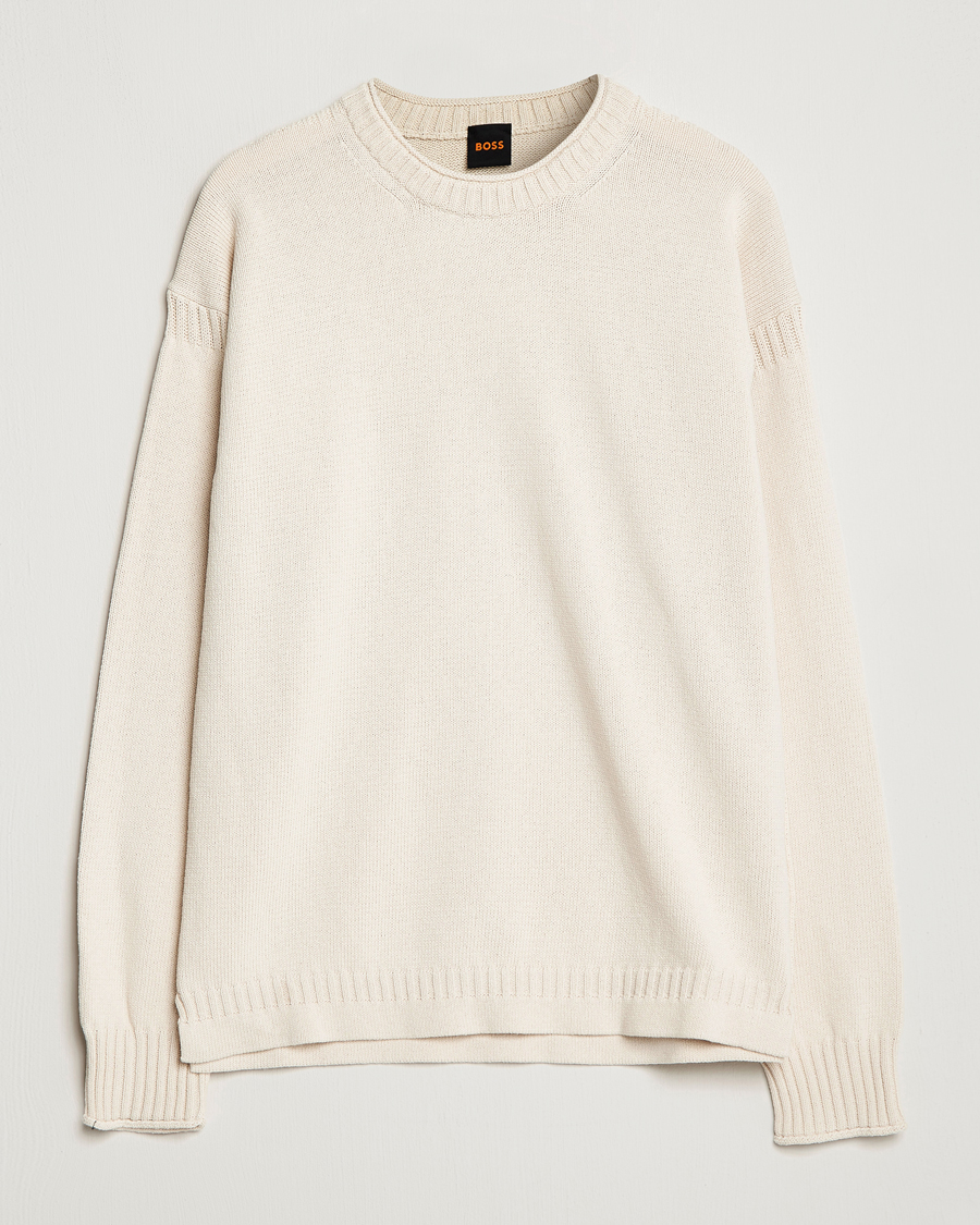 Herr | Tröjor | BOSS ORANGE | Arcott Knitted Sweater Open White