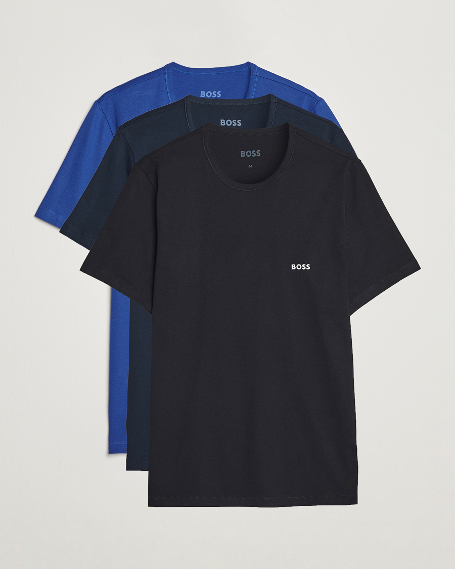 Herr | T-Shirts | BOSS BLACK | 3-Pack Crew Neck T-Shirt Blue/Navy/Dark Blue