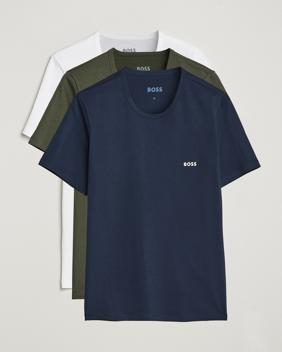 Herr | T-Shirts | BOSS BLACK | 3-Pack Crew Neck T-Shirt Navy/Green/White