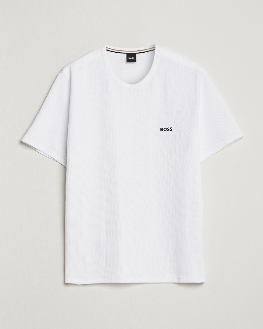 Herr | T-Shirts | BOSS BLACK | Waffle Logo Crew Neck T-Shirt Open White