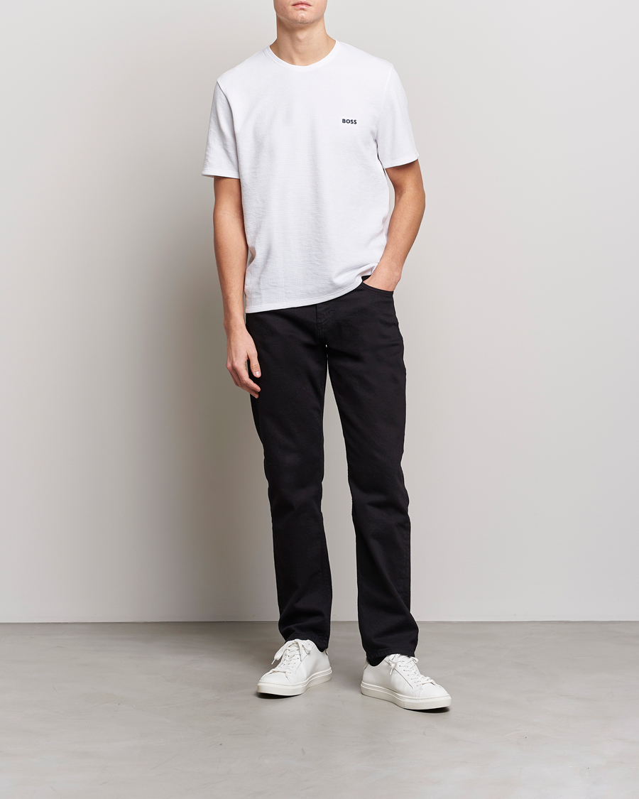 Herr | T-Shirts | BOSS BLACK | Waffle Logo Crew Neck T-Shirt Open White