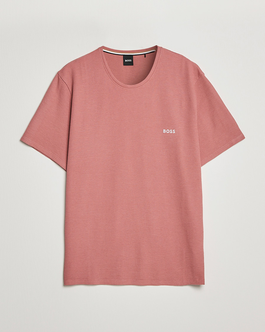Herr | T-Shirts | BOSS BLACK | Waffle Logo Crew Neck T-Shirt Open Pink